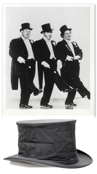 Moe Howard's Collapsible Top Hat, Likely Worn on Stage -- No Size Listed, Though Inner Circumference Measures Approximately 22'' -- Dobbs Fifth Avenue Black Satin Hat Is Near Fine